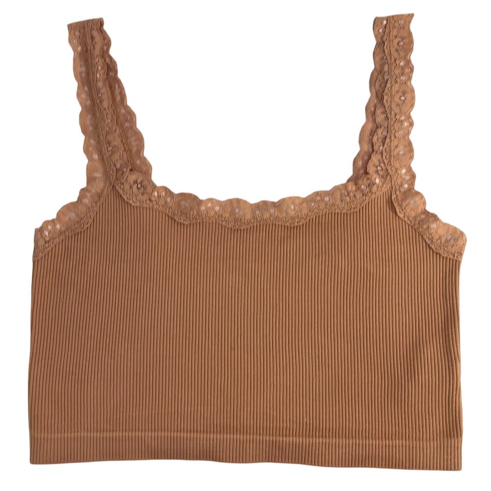 Aeropostale Seriously Soft Tan Lace Trimmed Cami Tank Top Size L